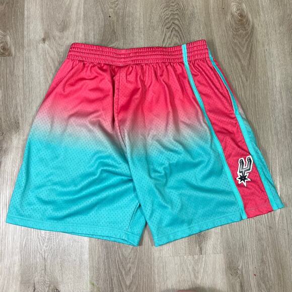 Mitchell & Ness Spurs Hardwood Classics Shorts 2XL Teal‎ Pink Ombre NBA Mesh - Picture 9 of 9